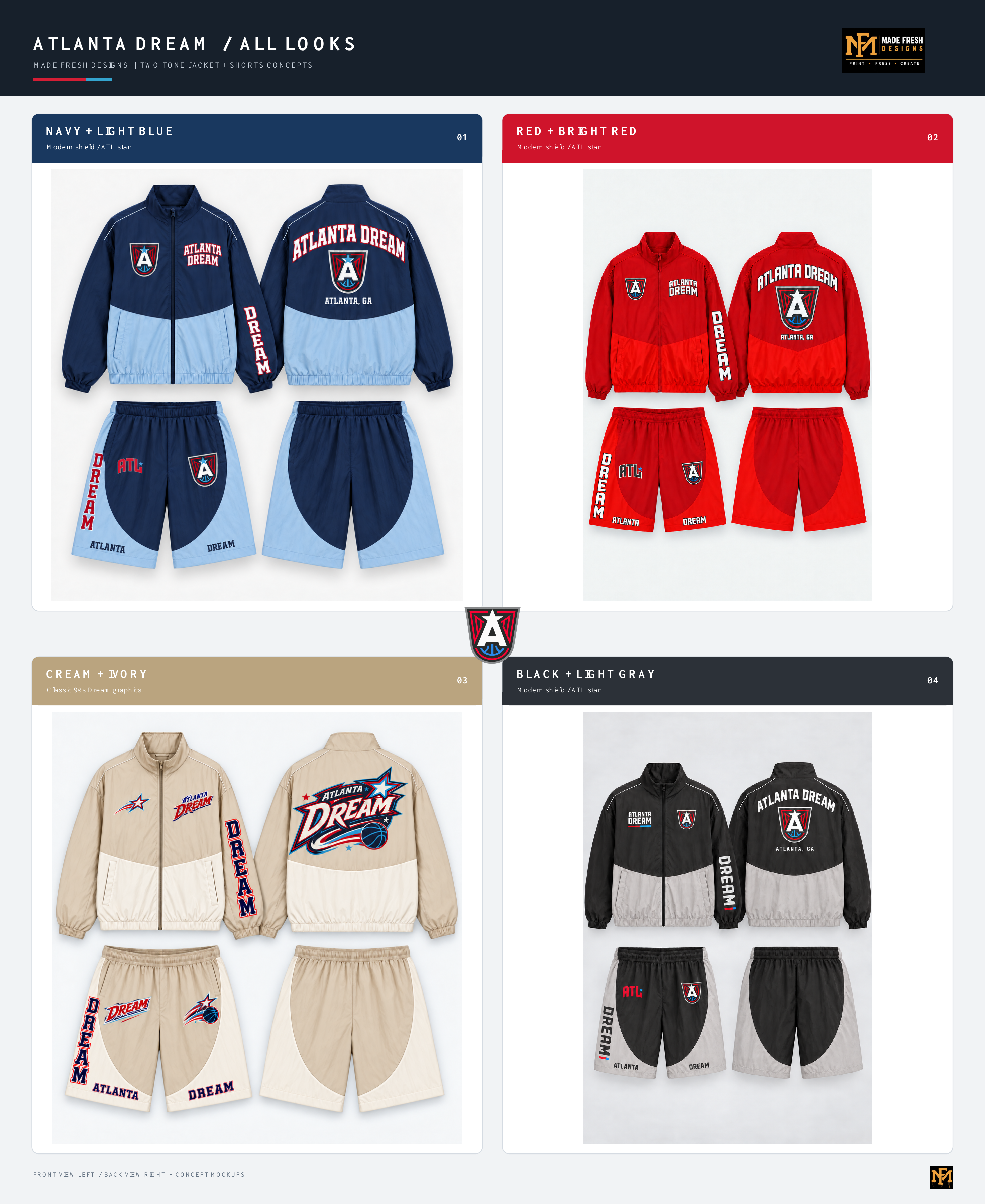 Navy and light blue Atlanta inspired custom jacket and shorts, front and back